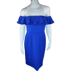 Camilyn Beth Womens Size 4 Blue Off-The-Shoulder Ruffled Sleeve Midi Dress